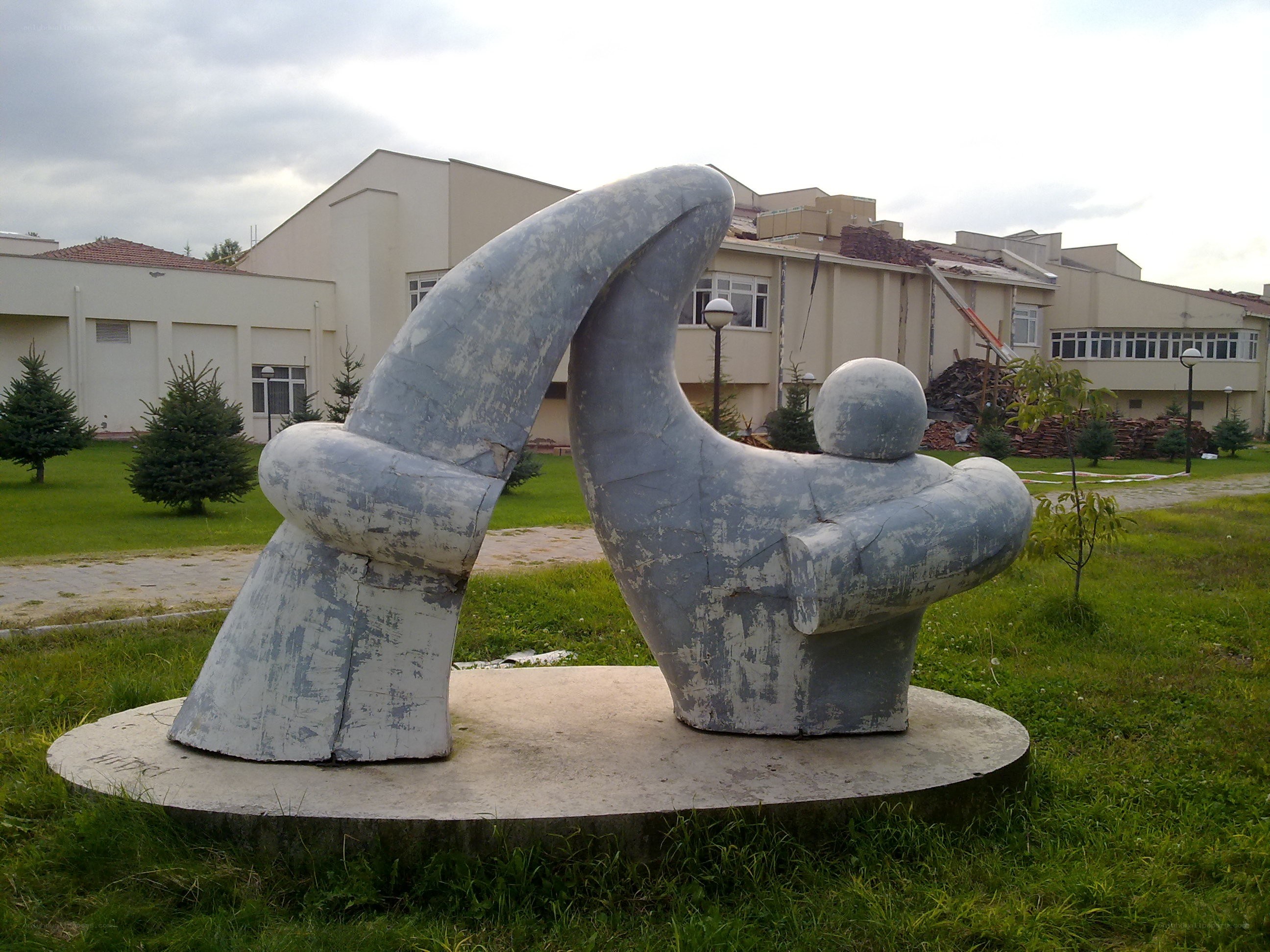 abstract sculpture in a park