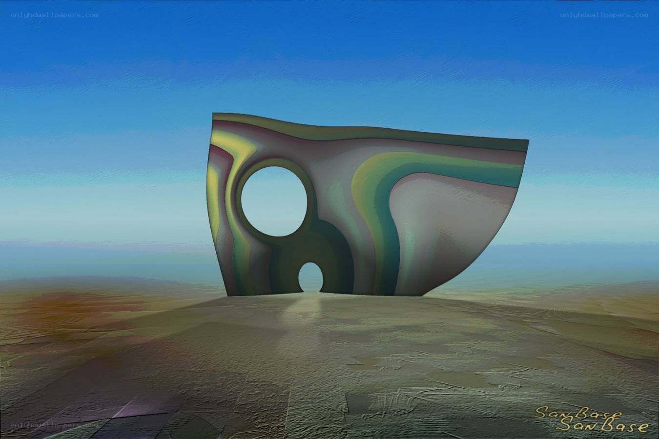 Abstract sculpture in desert