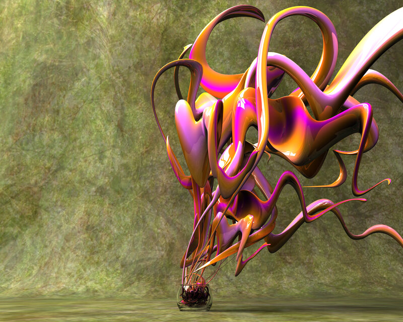 Abstract sculpture in glass vase