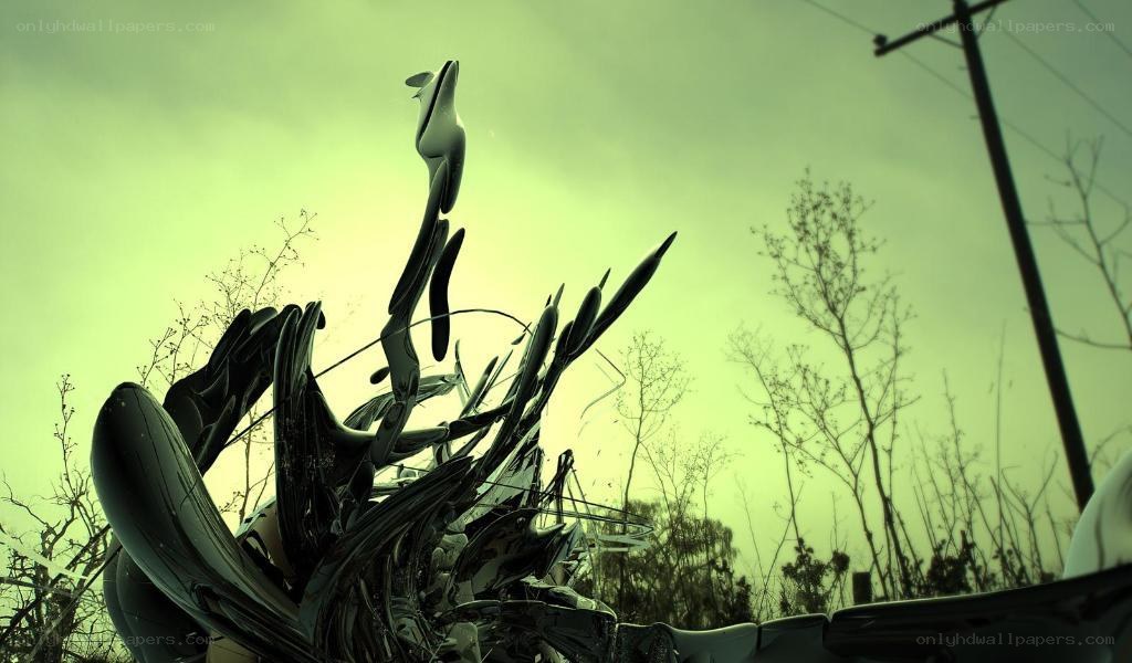 abstract sculpture in green light