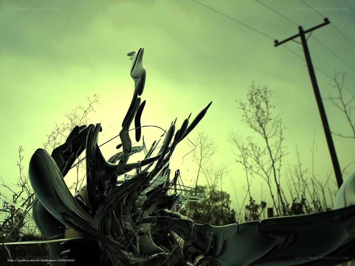 Abstract sculpture in green light