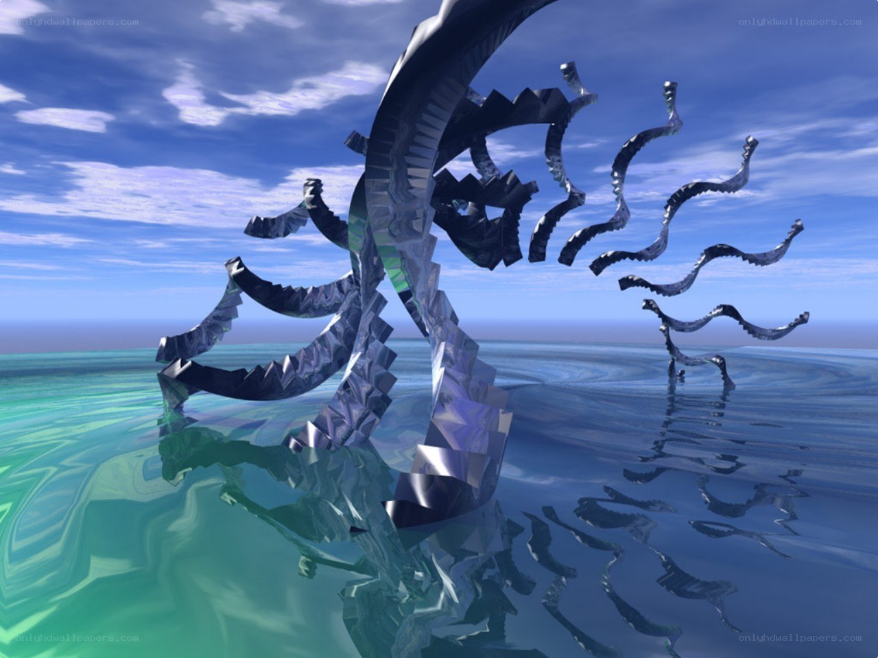 Abstract sculpture in ocean