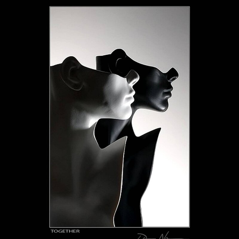 Abstract Sculpture of Two Faces