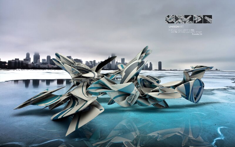 Abstract Sculpture on Ice — Blue