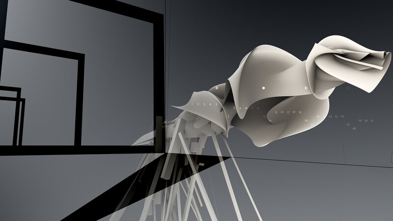Abstract sculpture with geometric forms