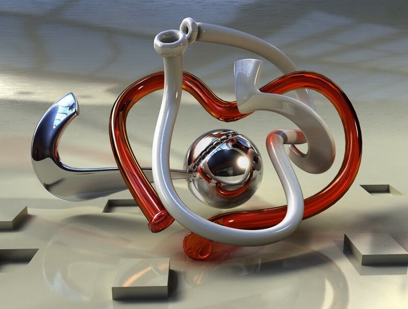 Abstract sculpture with glass tubes