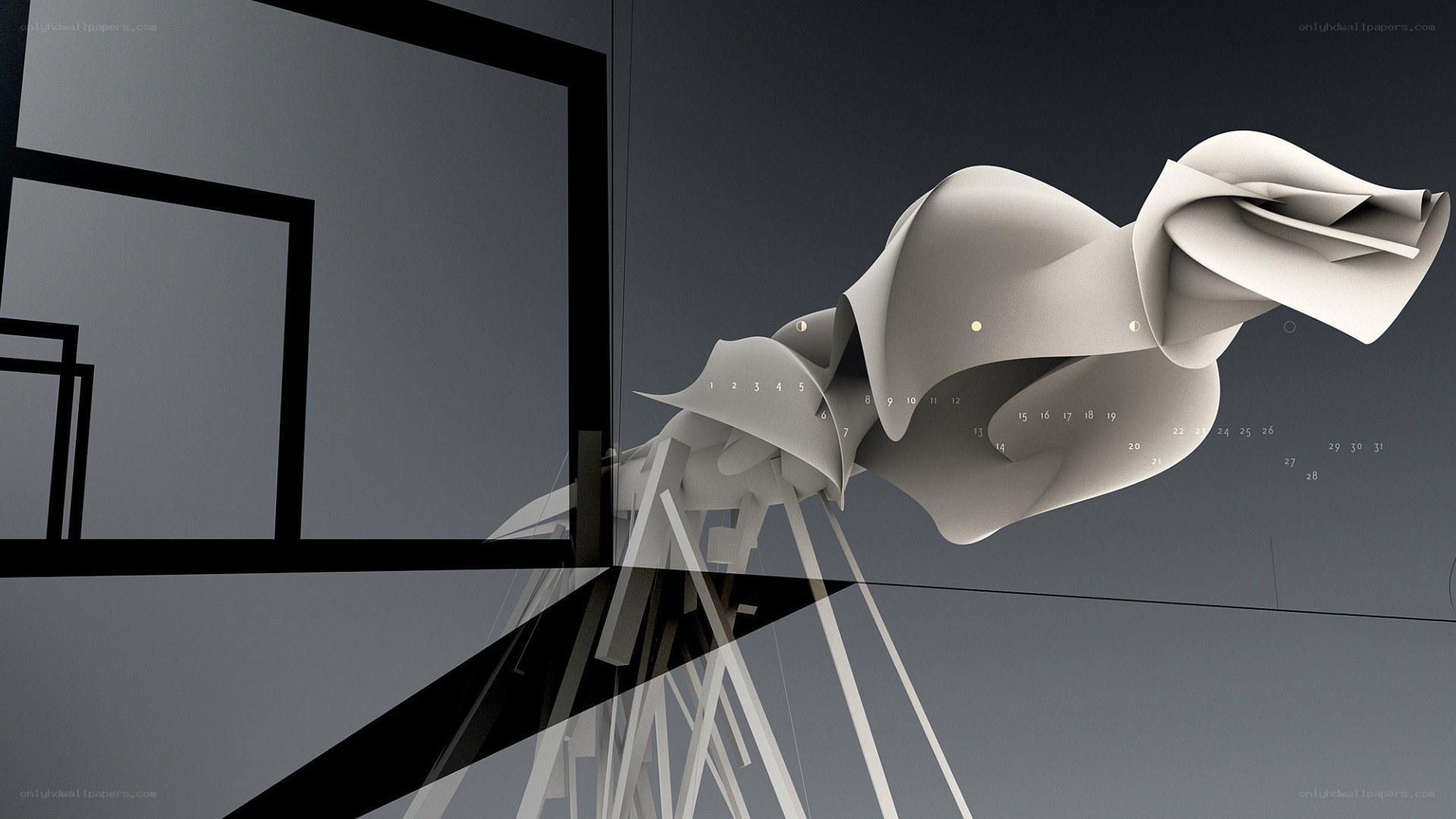Abstract sculpture with numbers