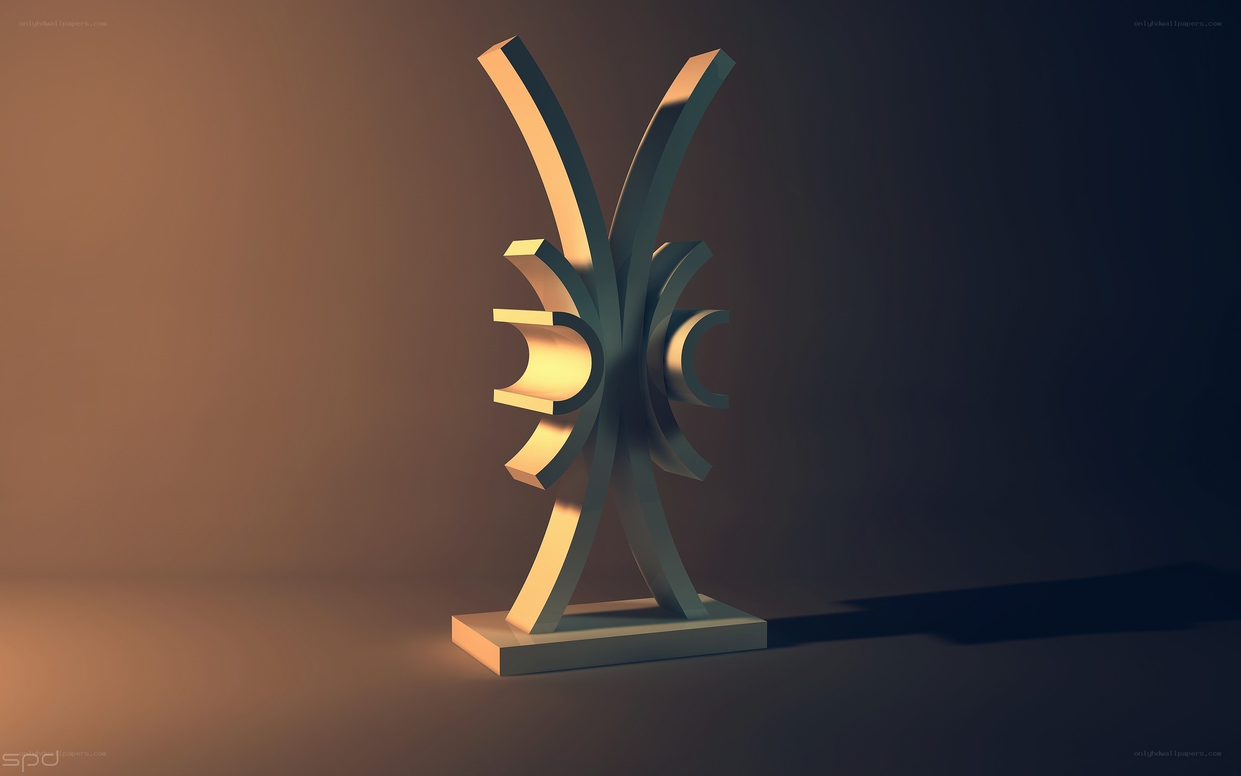 abstract sculpture with warm lighting