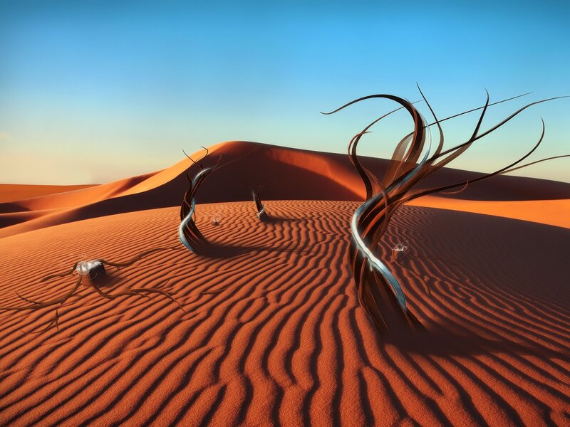 Abstract Sculptures in Desert — Orange