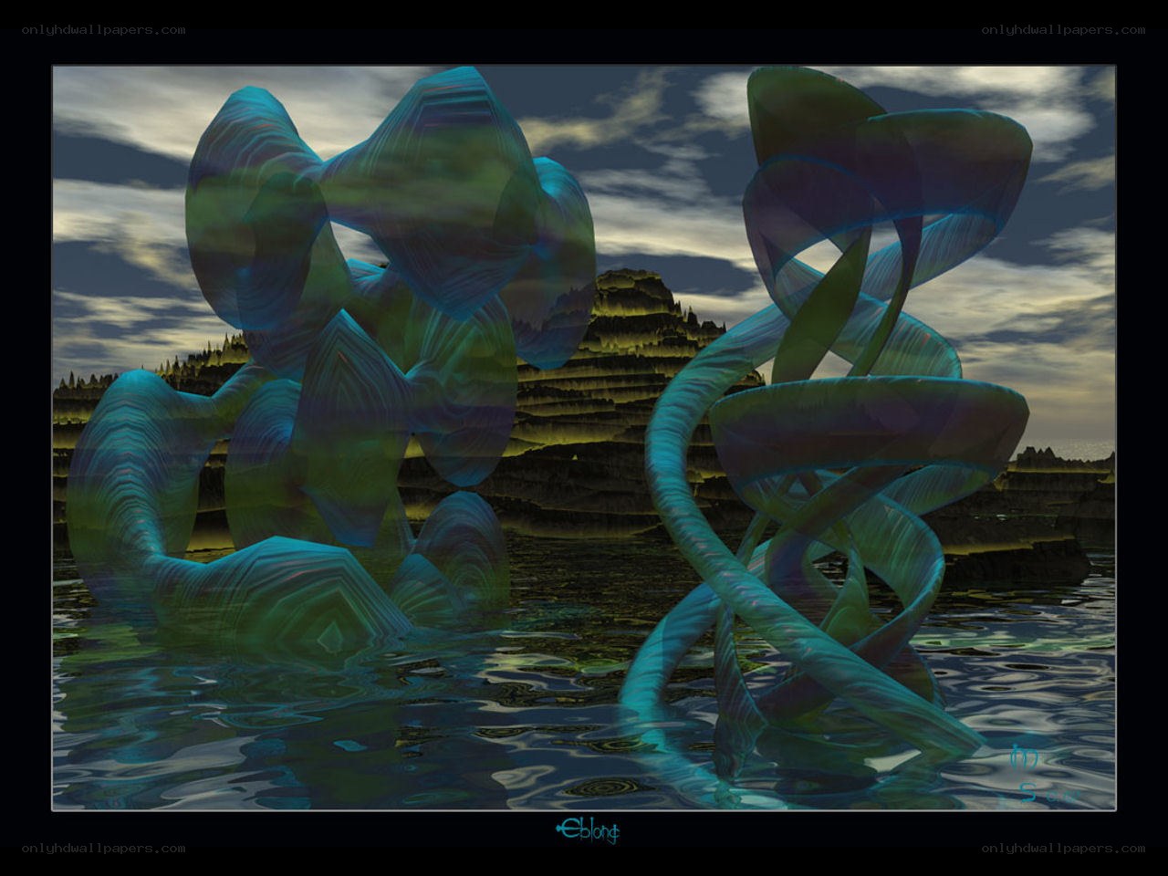 Abstract sculptures in water