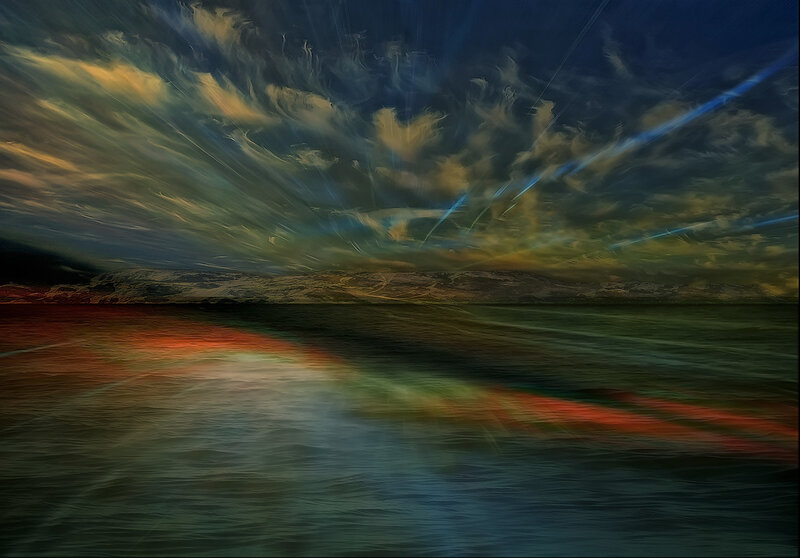 Abstract Seascape with Light Rays
