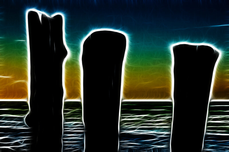 Abstract silhouette of three pillars
