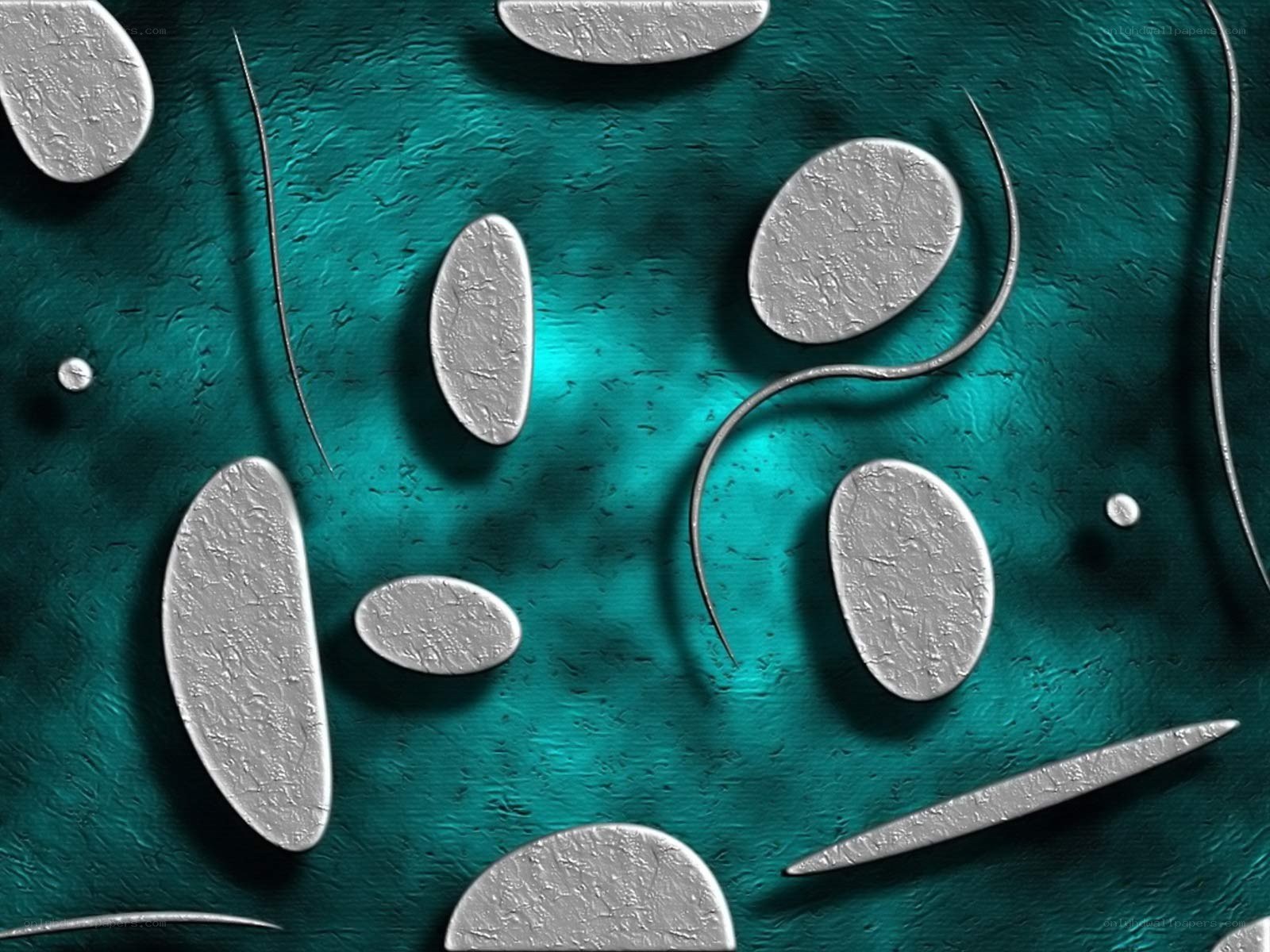 abstract silver shapes on teal