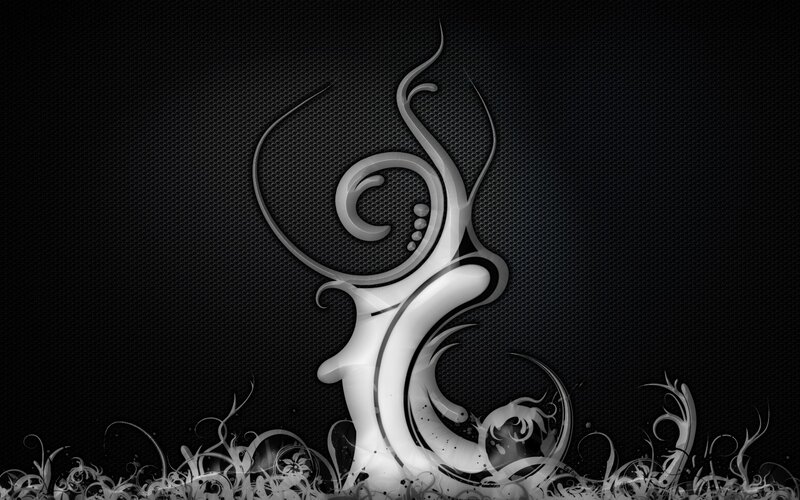 Abstract Silver Swirl — Black