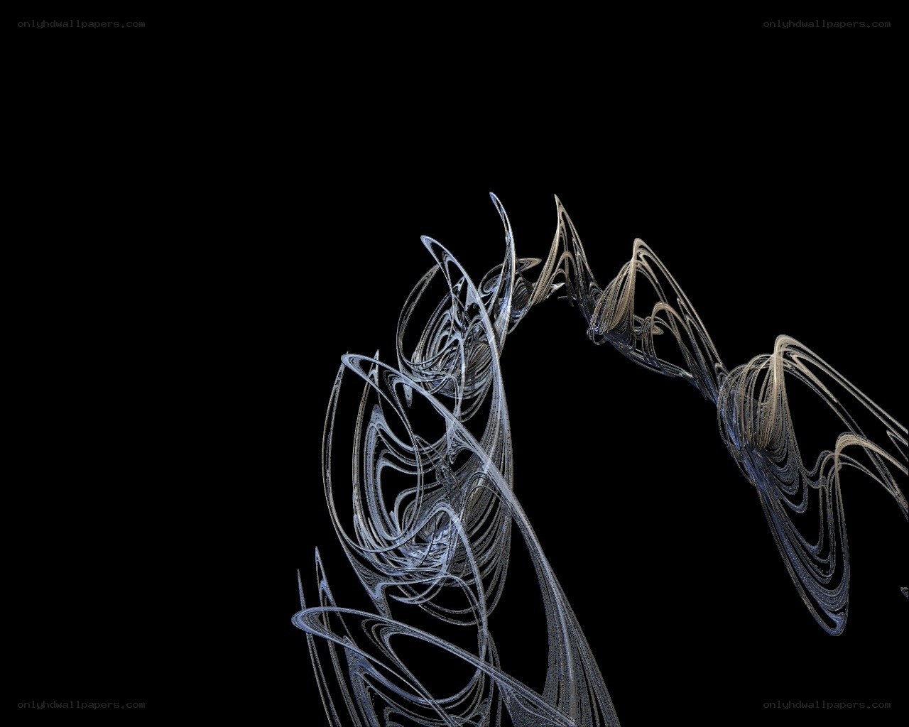 Abstract silver swirls on black