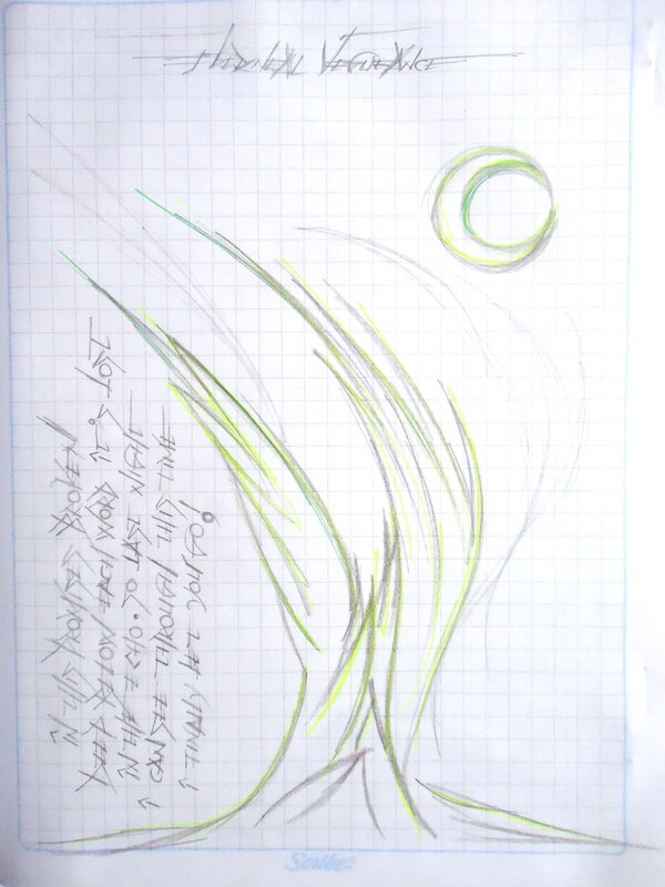Abstract sketch with green lines