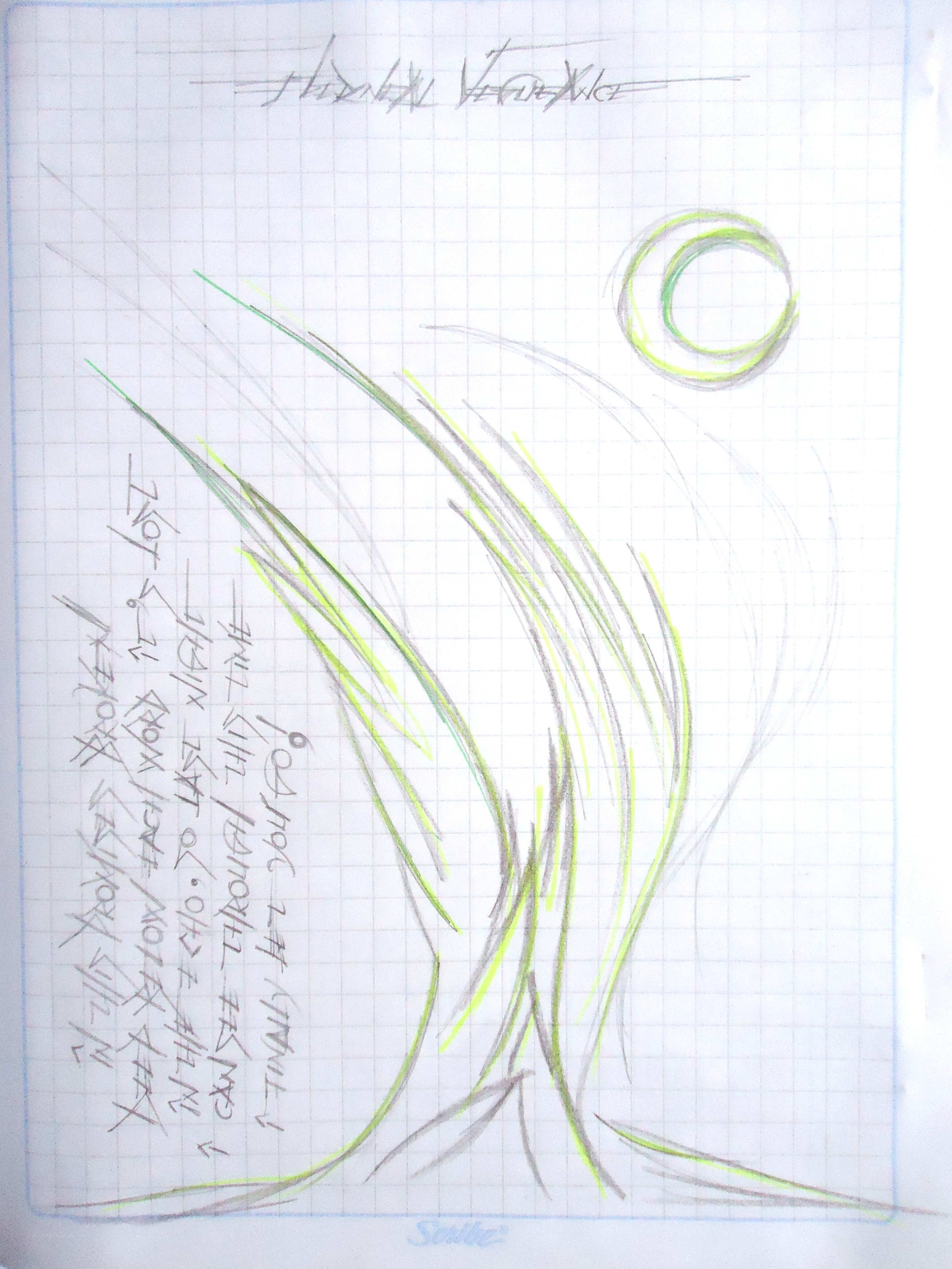 Abstract sketch with green lines