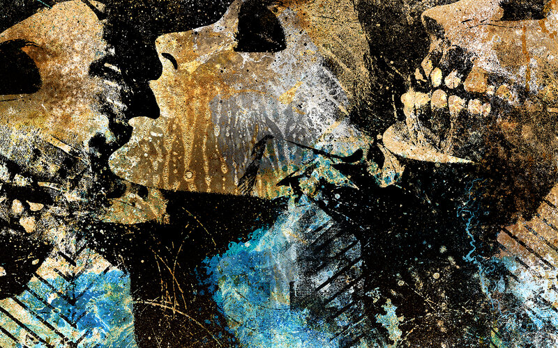 abstract skull collage art