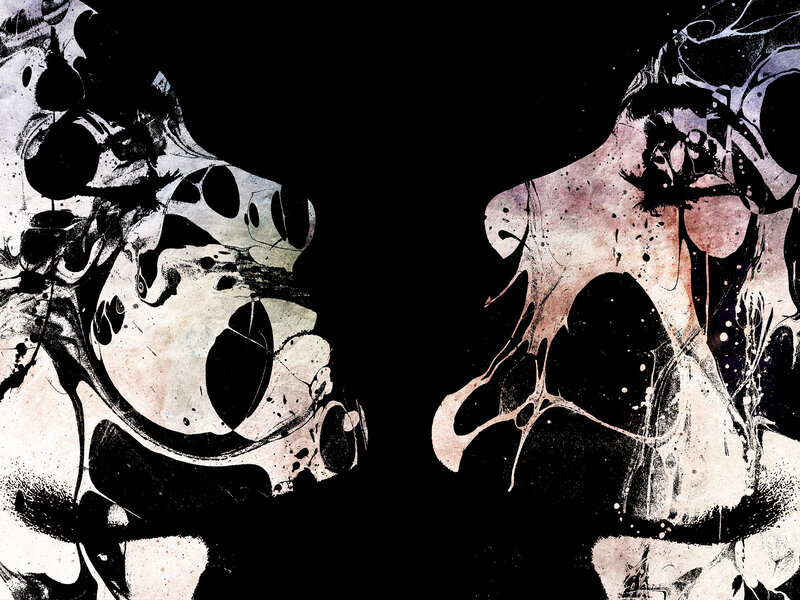 Abstract Skull Forms — Black