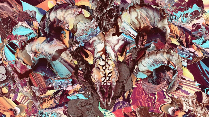 Abstract Skull with Horns