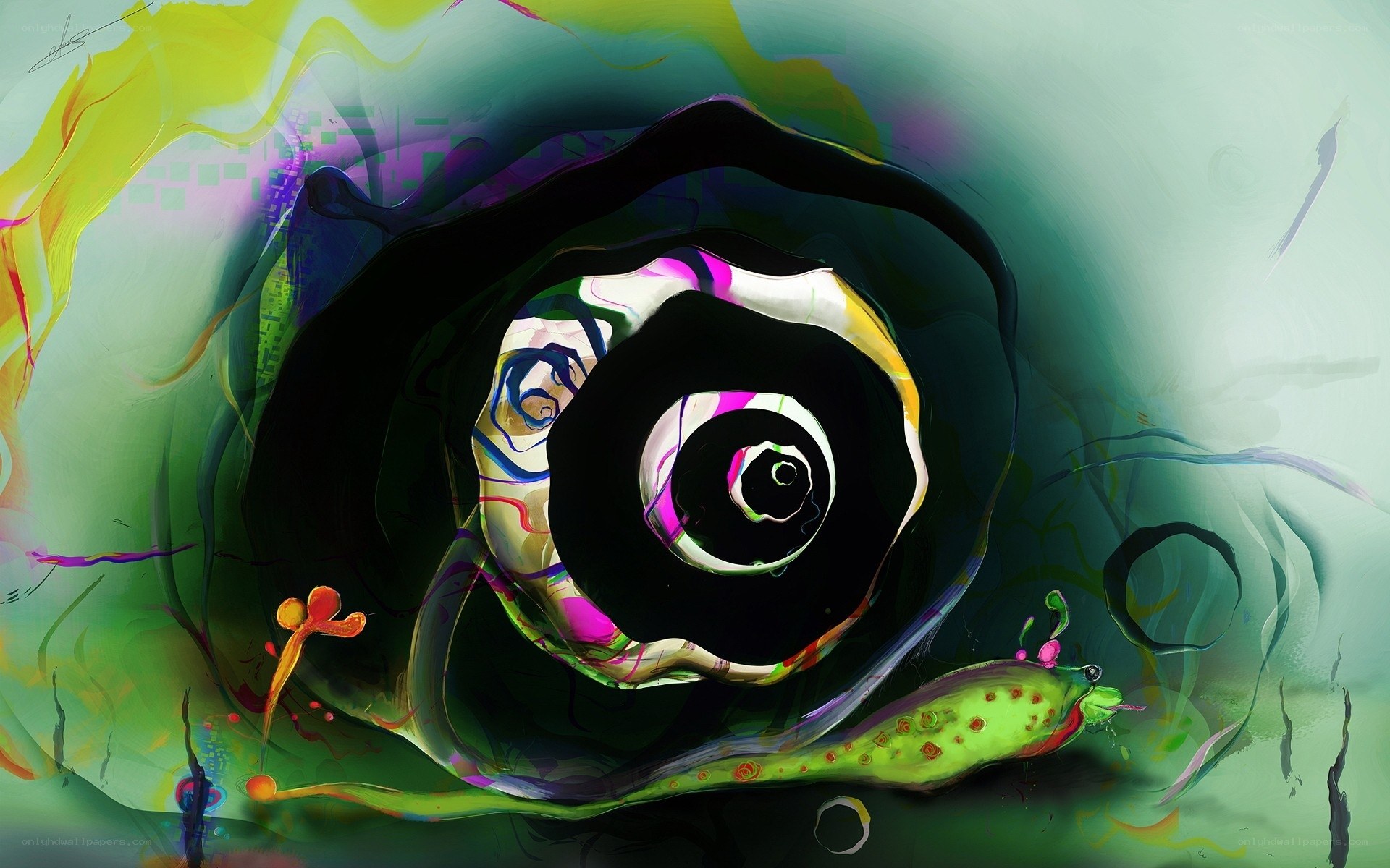 Abstract snail in a colorful vortex