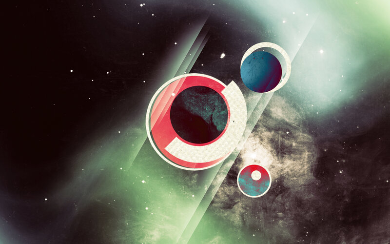 abstract space with glowing circles