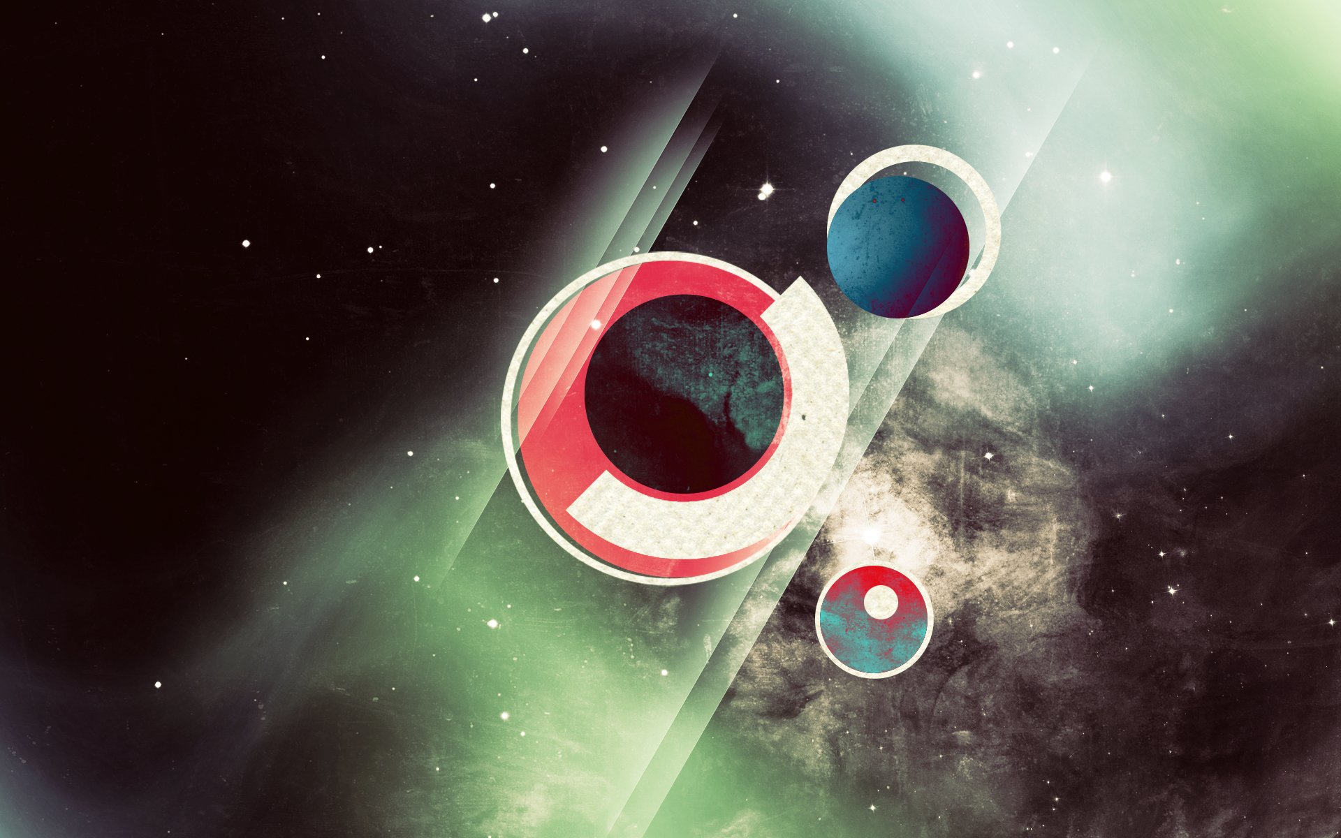 abstract space with glowing circles