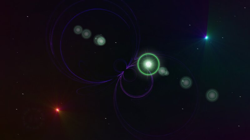Abstract space with glowing orbs