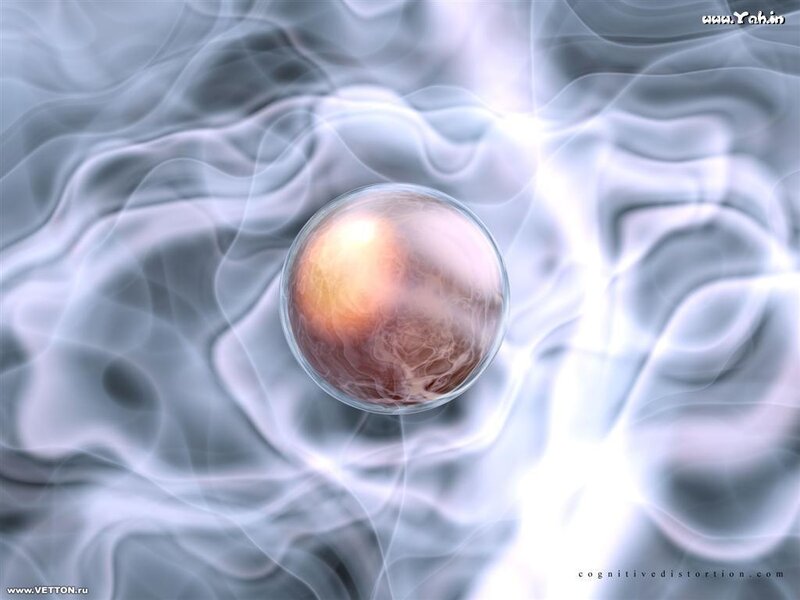 abstract sphere in mist