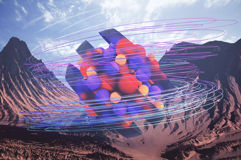 Abstract Sphere in Mountains
