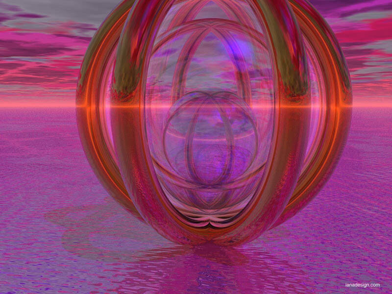 Abstract sphere in purple landscape