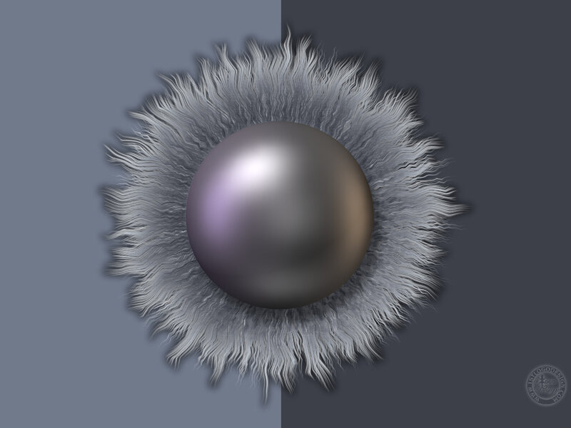 abstract sphere with fur-like texture