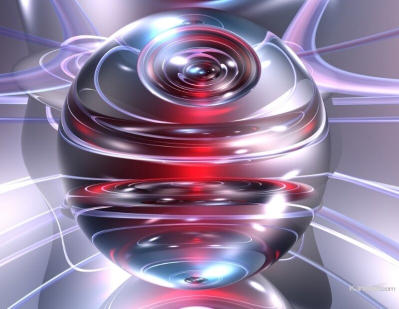 Abstract sphere with red and blue light
