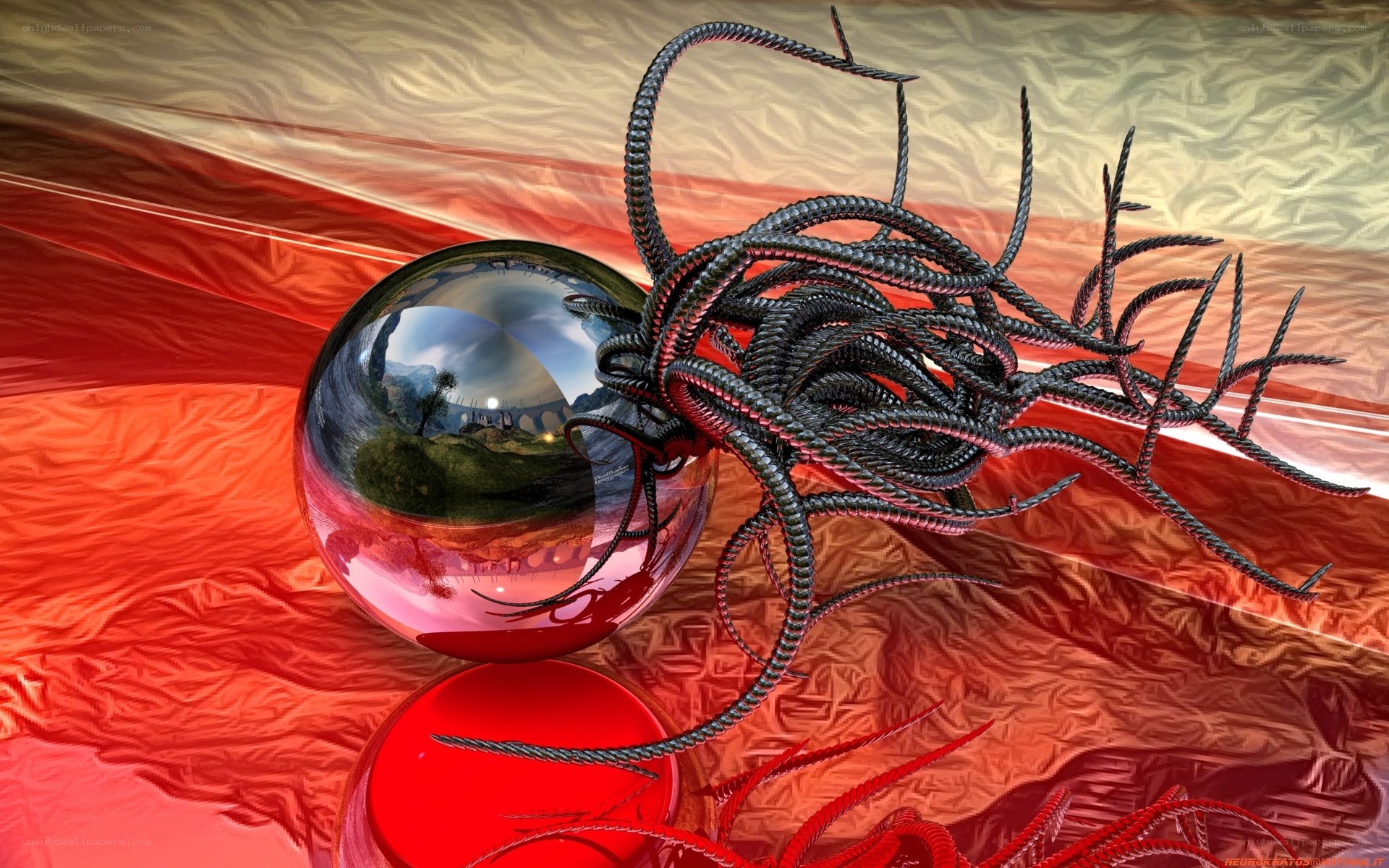 Abstract sphere with tentacles