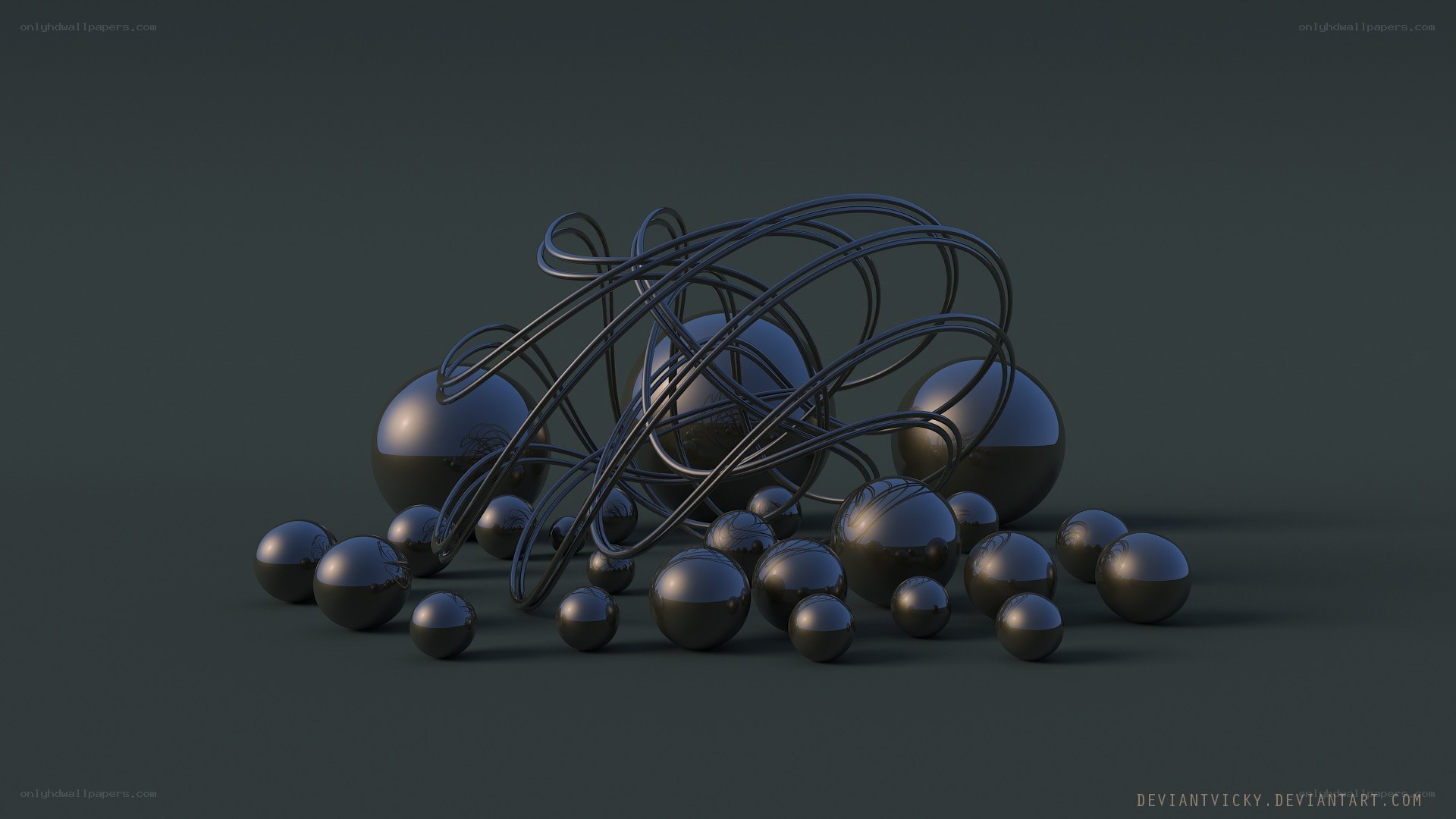 abstract spheres and wires