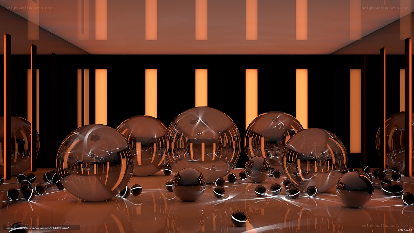 Abstract spheres in warm light