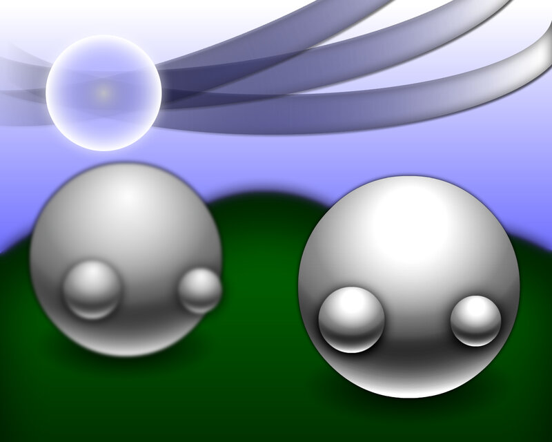 abstract spheres on green surface