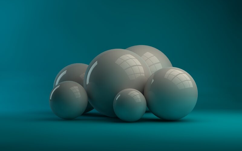 abstract spheres on teal