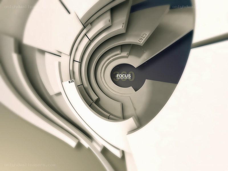 abstract spiral design with focus text