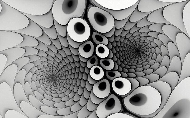 Abstract Spiral Pattern — Black, Hypnotic, Digital Art, Spirals