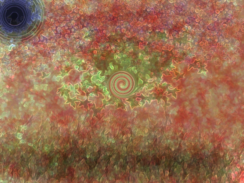 Abstract spiral pattern with leaf shapes