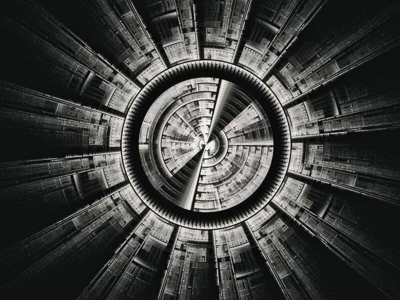 Abstract Spiral Structure — Black, Dramatic