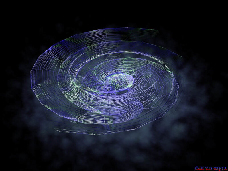 Abstract spiral wireframe design