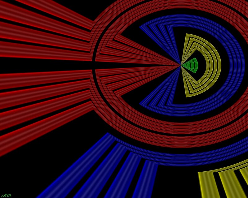 Abstract spiral with red blue and yellow