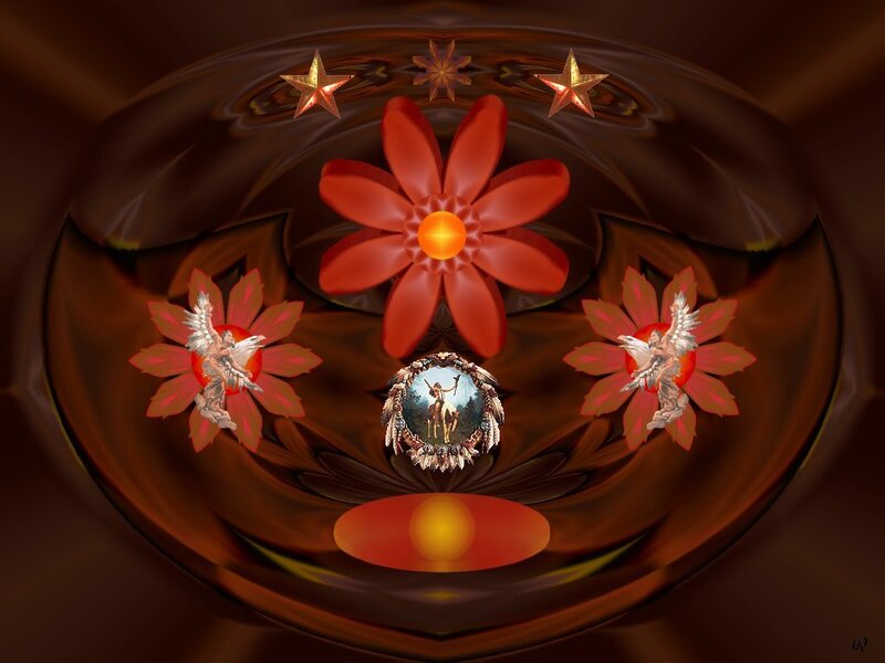 abstract spiritual design with flowers