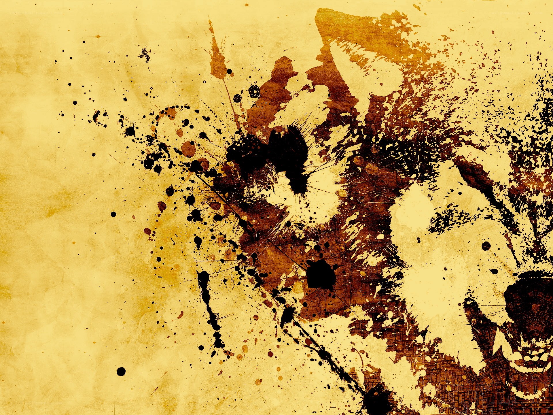abstract splatter art with animal face