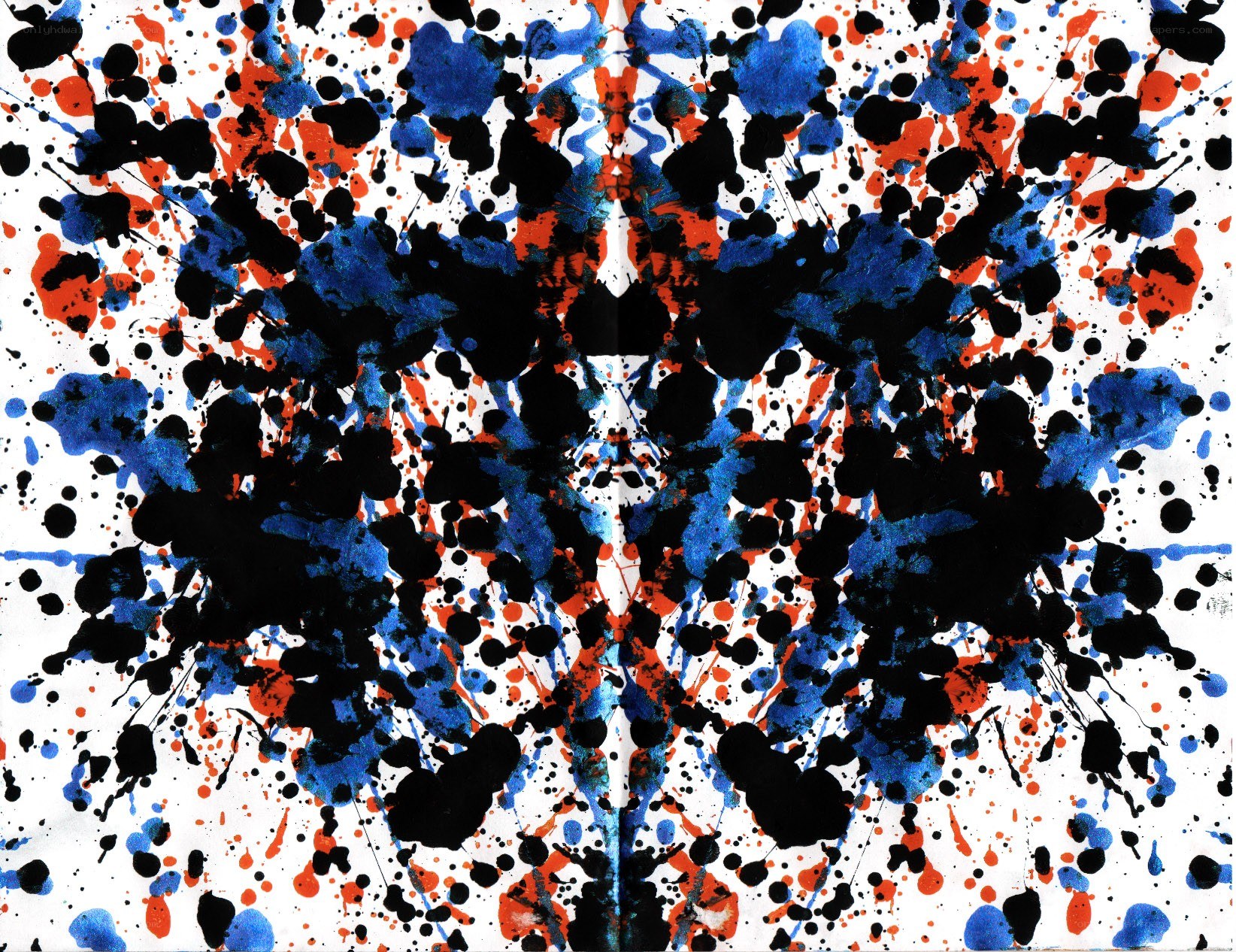 Abstract splatter art with blue and red
