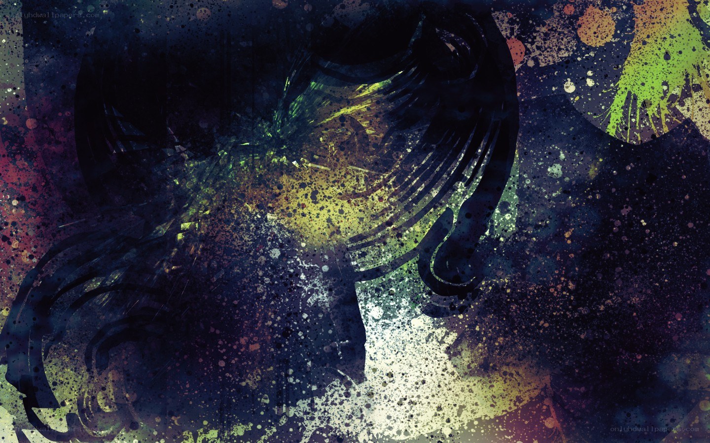 abstract splatter art with dark tones