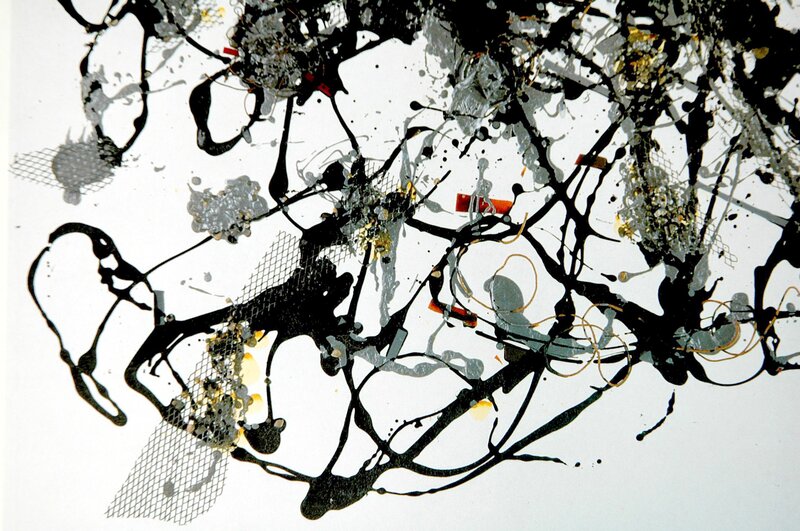 Abstract splatter art with mesh