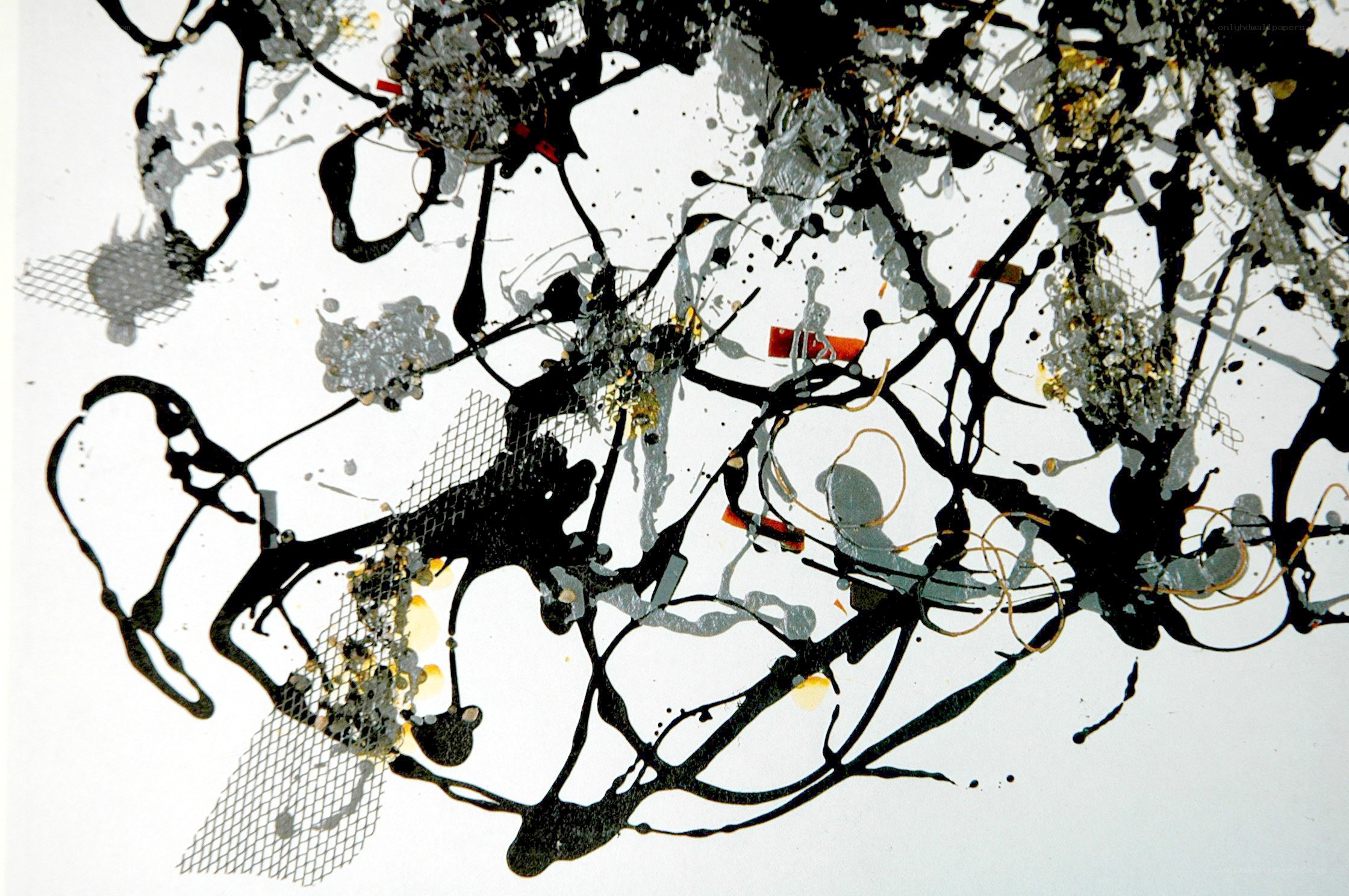 Abstract splatter art with mesh